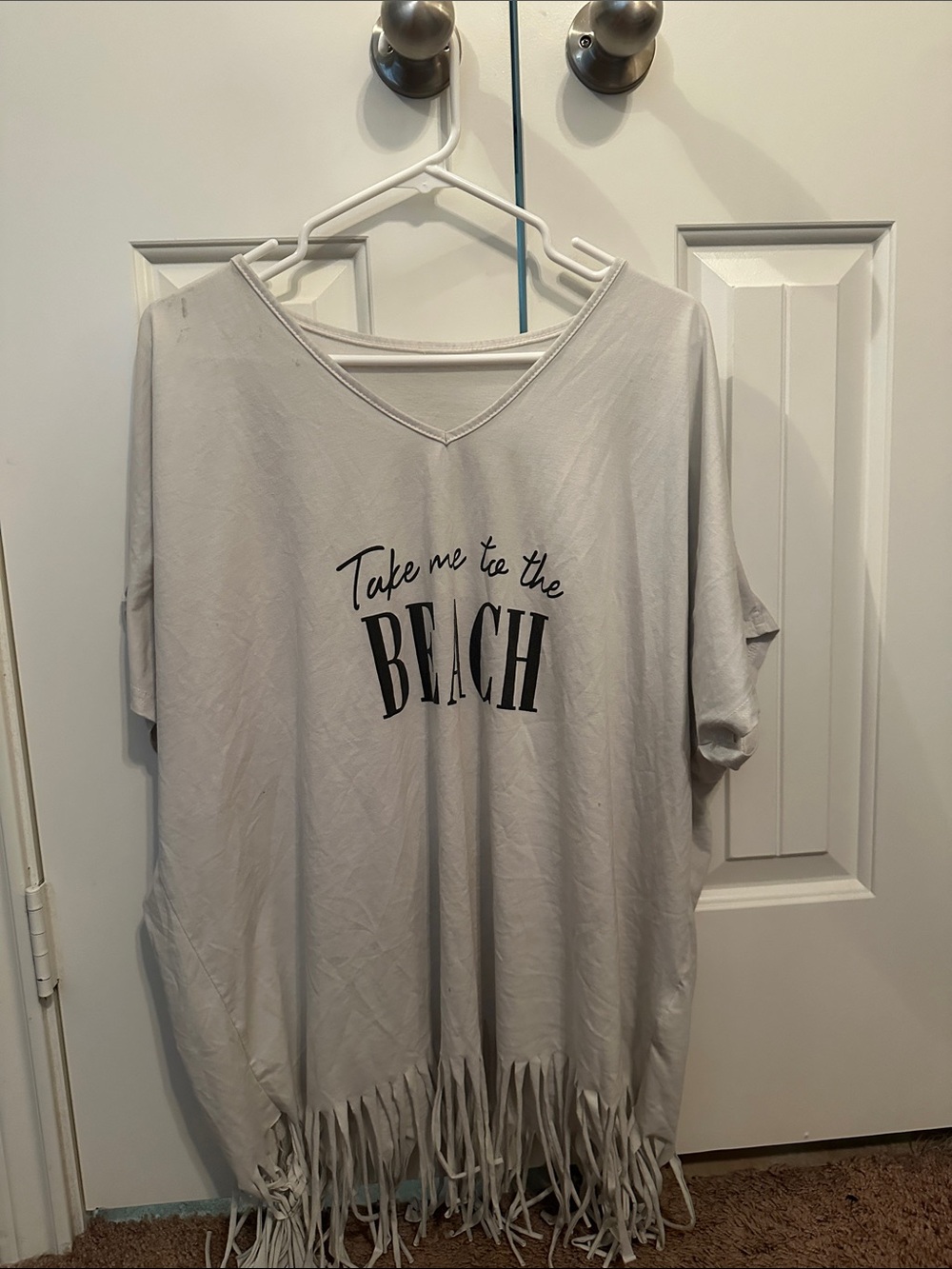 Take Me to the Beach Fringe Tunic - Light Gray
